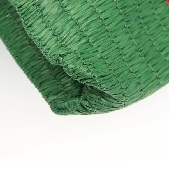 GUCCI Hand Bag Straw Green Red - Picture 12 of 16